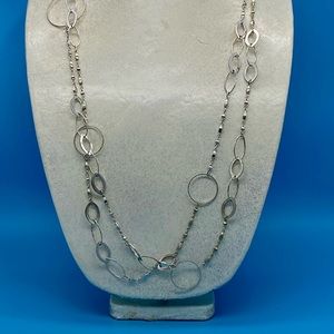 3/$20 Long silver tone link necklace